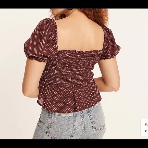 J Crew Squareneck smocked Top Size Large - Picture 1 of 4